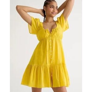 J. Crew Cotton Voile Tiered Button-Down Beach Dress